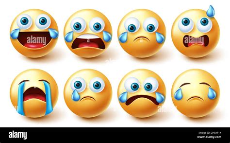 Emoji Crying Characters Vector Set 3d Emojis Characters In Crying