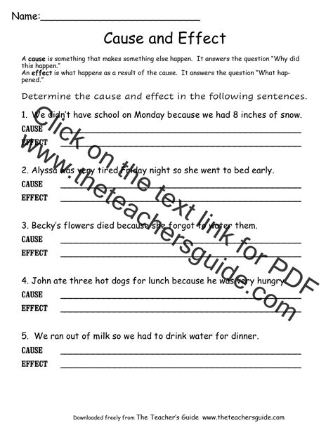 Free Cause And Effect Worksheets