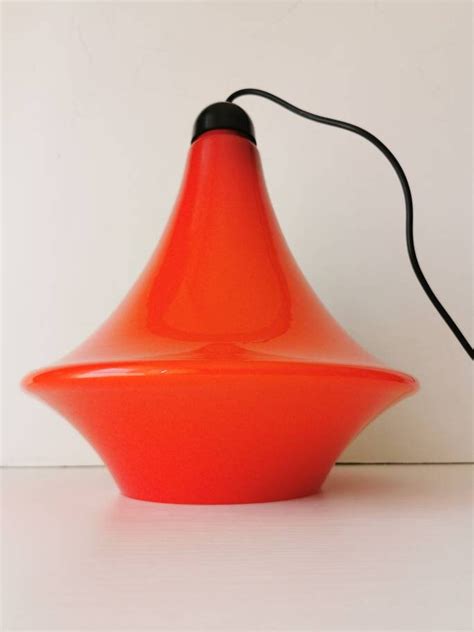 Vintage Glass Red Opaline Pendant Lamp From 70s Mid Century Etsy