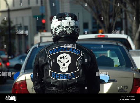 Motorcycle Gang Member Stock Photo Alamy