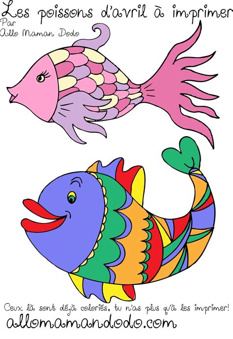 des poissons à imprimer colorier et accrocher poisson d avril allo maman dodo