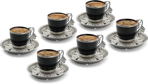 Amazon Com Fancy Turkish Coffee Cup Saucers Set Of Porcelain Oz