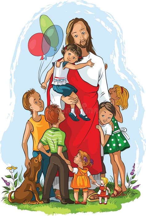 Jesús Con Los Niños Ilustración Del Vector Ilustración De Alegre