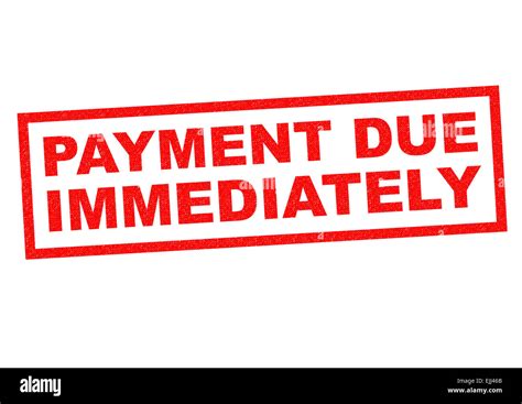 Payment Due Immediately Red Rubber Stamp Over A White Background Stock