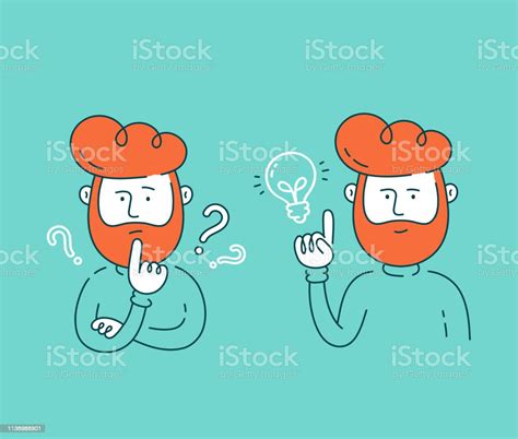 Young Man Thinking Standing Under Question Stock Illustration