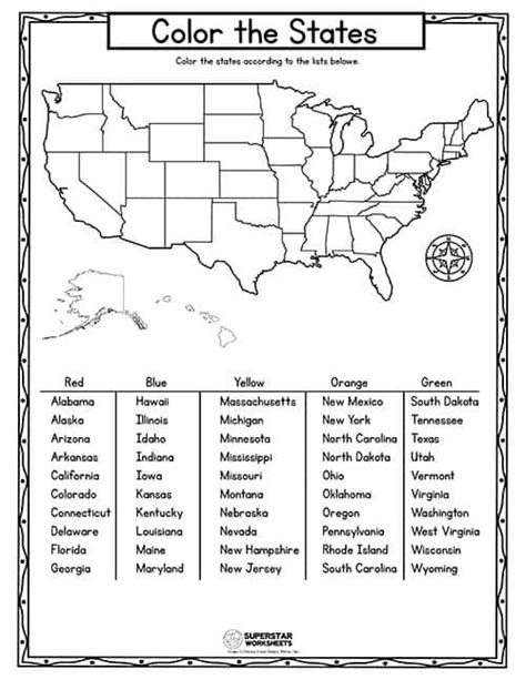 Map Of Usa Kindergarten Worksheet