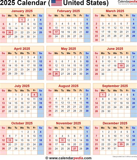 2025 Calendar For The Usa With Us Federal Holidays
