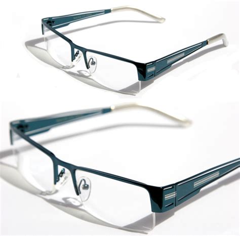 Rectangular Half Rimless Metal Sun Glasses Optical Rx Eyeglasses Clear Lens1230 Ebay
