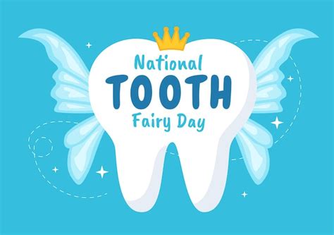 Premium Vector National Tooth Fairy Day With Little Girl To Help Kids