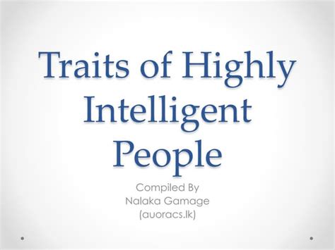 Traits Of Highly Intelligent People Ppt