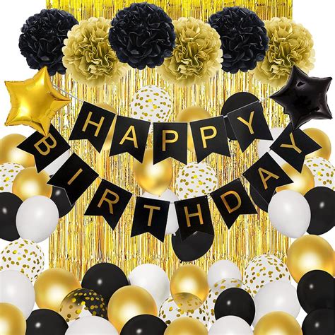 Black Gold Birthday Decorations For Men Womenblack Gold