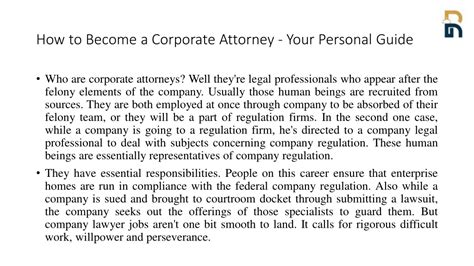 Ppt How To Become A Corporate Attorney Your Personal Guide