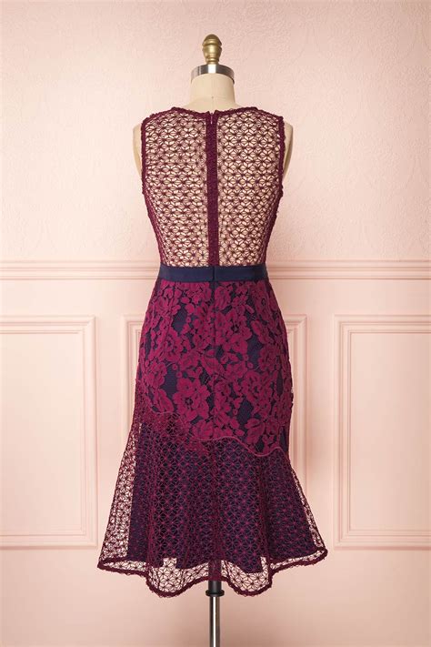 Ciara Purple Lace Midi Cocktail Dress Boutique 1861