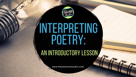 Introduction To Poetry Lessons The Teacher Studio