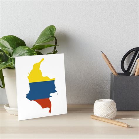 Colombia Map With Flag Colors Art Board Print By Letters By Gigi