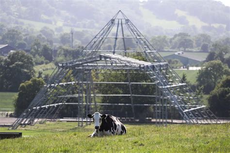 Pictures show how Worthy Farm looks today as cows replace crowds at