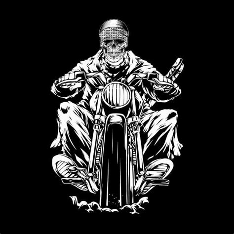 Skull Riding A Motorcycle Skull Riding A Motorcycle Vector Hand Drawing
