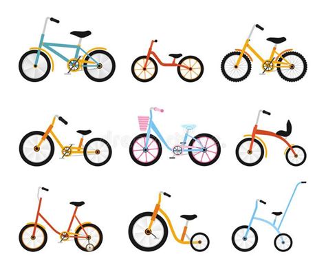 Various Kids Bikes Collection Colorful Bicycles With Different Frame