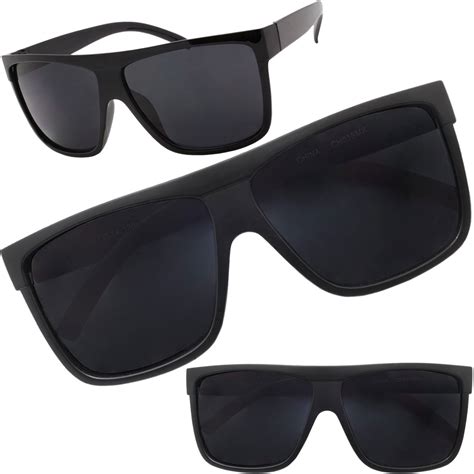 Mens Sport Sunglasses Square Frame Og Biker Style All Black Dark Lens Wrap Sunglass