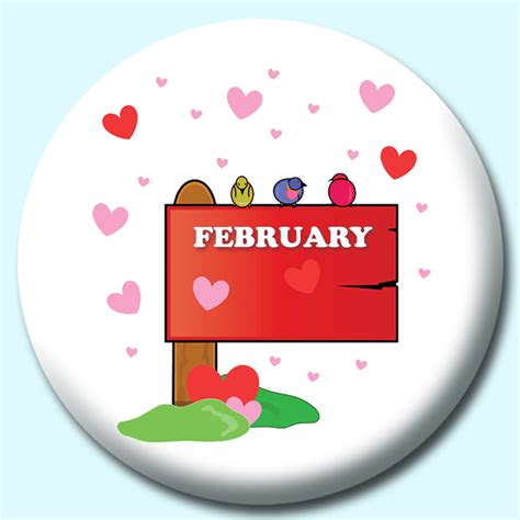 38mm February Month Sign Button Badge