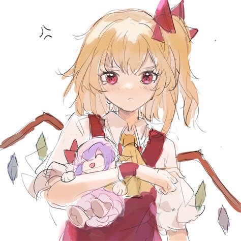 reset flandre scarlet patchouli knowledge touhou highres 1girl anger vein angry ascot