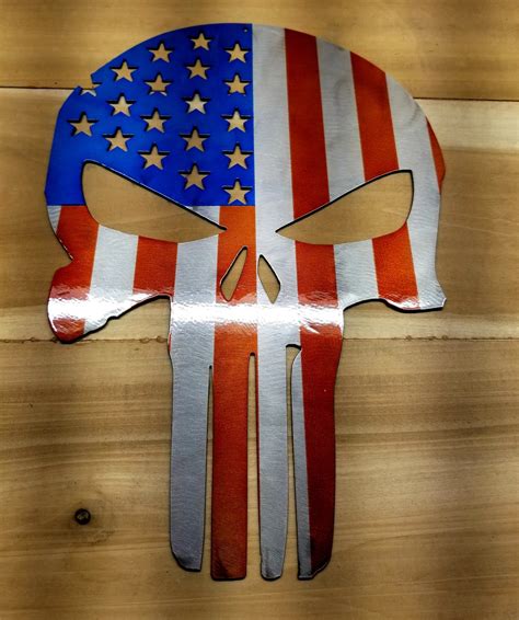 American Flag Punisher Skull United States Metal Artwall Etsy