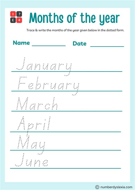 Printable Months Of The Year Worksheet Pdf Included Number Dyslexia