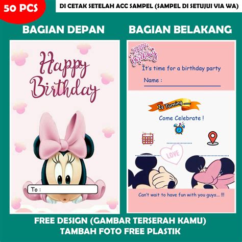 Per 50 Pcs Undangan Ultah Design 17 Undangan Ulang Tahun Undangan