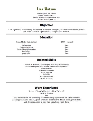 A simple, delightful cv template for a 16 year old using the garamond font which features smart sections and attractive navy headings. 12 Free High School Student Resume Examples for Teens