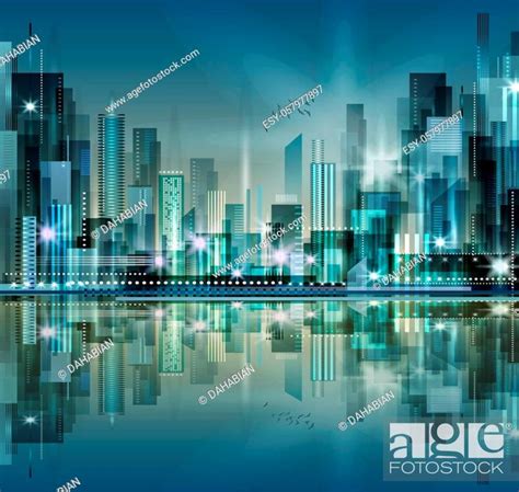 Modern Night City Skyline At Night Stock Photo Picture And Low Budget