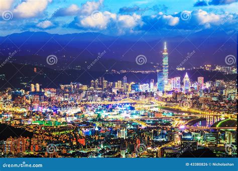 Taipei Taiwan Evening Skyline Stock Photo Image Of Building East