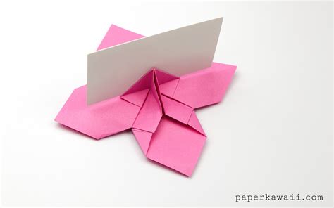 Origami Flower Card Holder Instructions Paper Kawaii