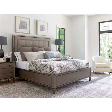 Lexington Ariana 732 133c St Tropez Queen Size Upholstered Panel Bed In Satenay Gray Fabric