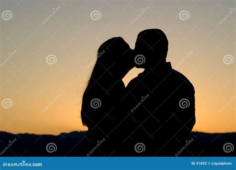 Couple Kissing Silhouette Stock Photography 41852