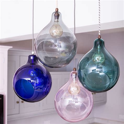 Teal Blue Glass Globe Pendant Light