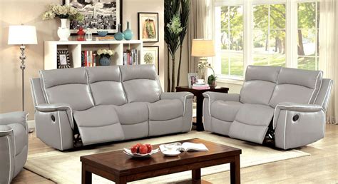 You can place this sofa and loveseat combination anywhere you need a great place to sit or nap. Salome Light Gray Recliner Living Room Set, CM6798-SF, Furniture of America