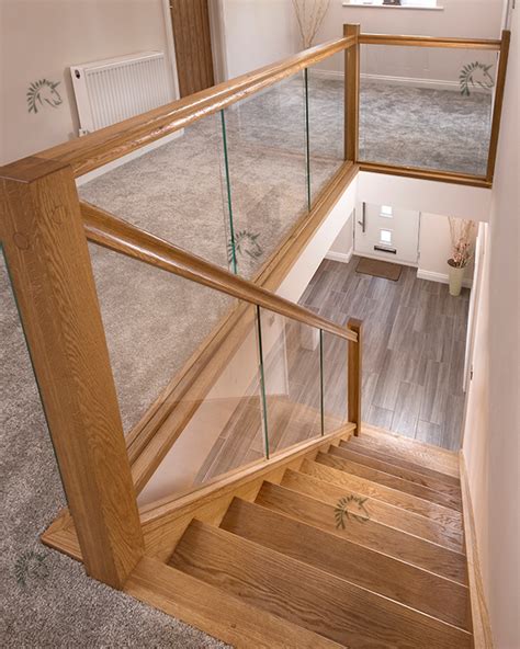 preston oak staircase recessed glass balustrade infill