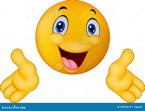 Emoticon Presenting With His Hands Stock Vector Image