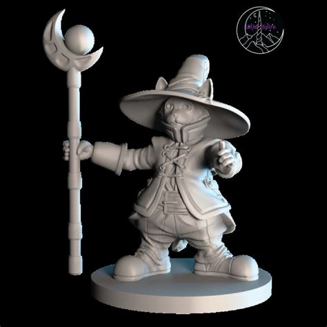 3d Printable Catfolk Mage By Wildspire Gaming