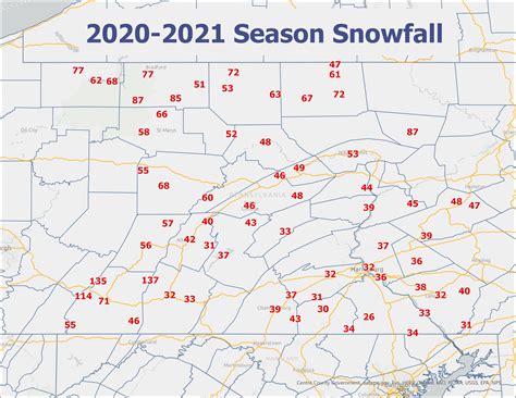 Average Annual Snowfall Map