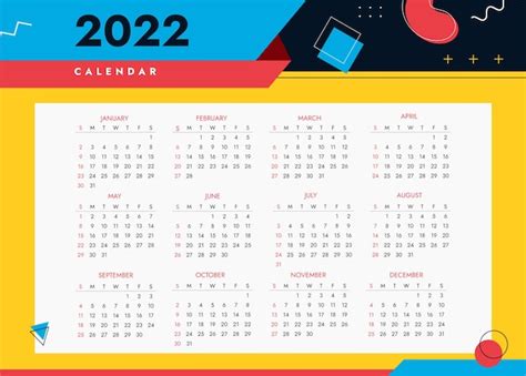 Plantilla De Calendario 2022 Plana Vector Gratis