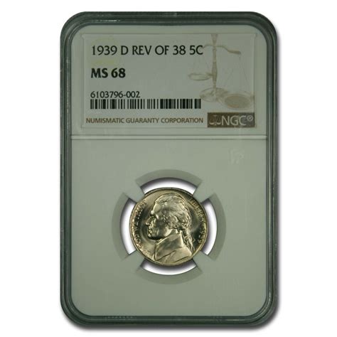 Buy 1939 D Jefferson Nickel Ms 68 Ngc Reverse Of 38 Apmex