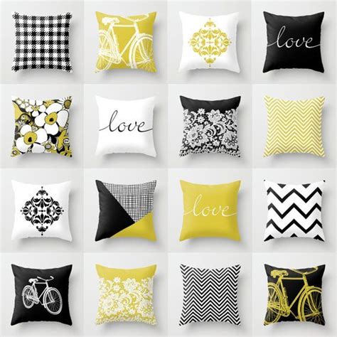 Choose from contactless same day delivery, drive up and more. Black White Mustard Yellow Throw Pillow Mix and Match ...