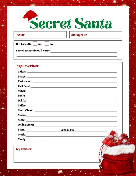 Printable Secret Santa Form