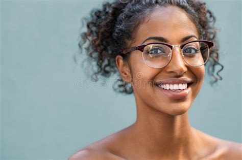 Beautiful Black Woman Wearing Eyeglasses Stock Image Image Of Wearing