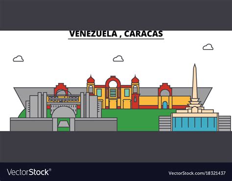 Venezuela Caracas Outline City Skyline Linear Vector Image