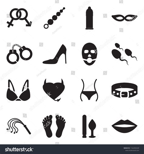 Sex Fetish Icons Black Flat Design Stok Vektör Telifsiz Shutterstock