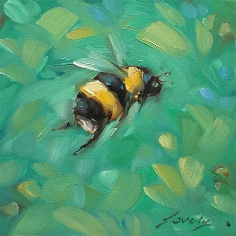 Bumblebee Painting Tiny Original Impressionistic Oil By Laveryart