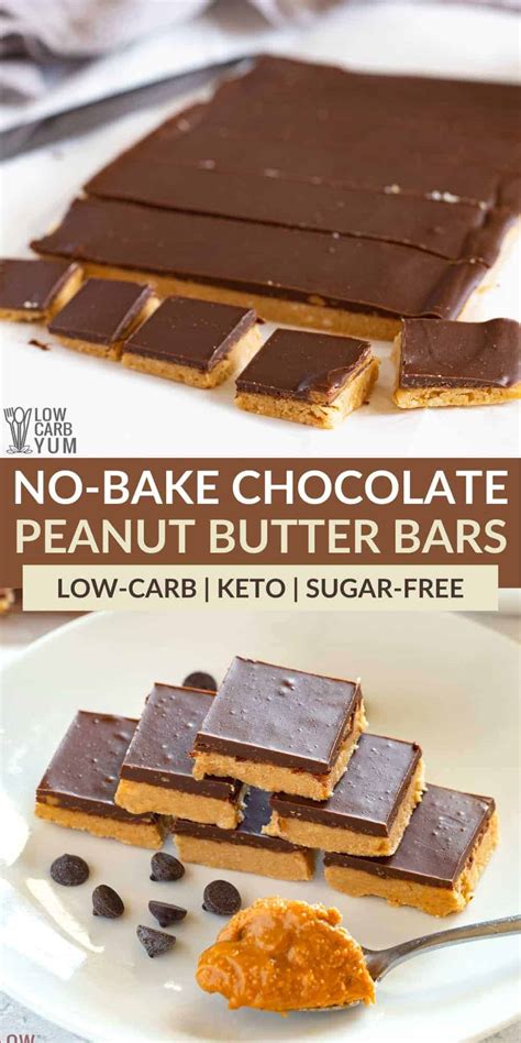 No Bake Keto Chocolate Peanut Butter Bars Low Carb Yum