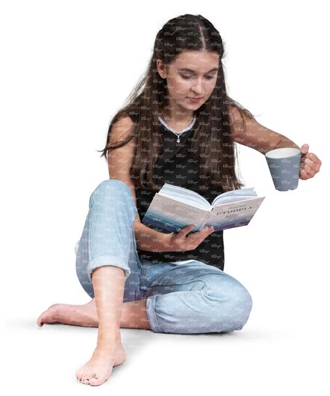 Woman Sitting On The Floor And Reading A Book Vishopper